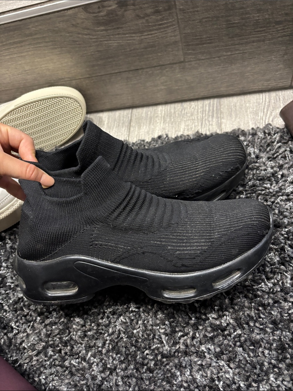 Black Knit Slip-On Platform Sneakers - Women's
